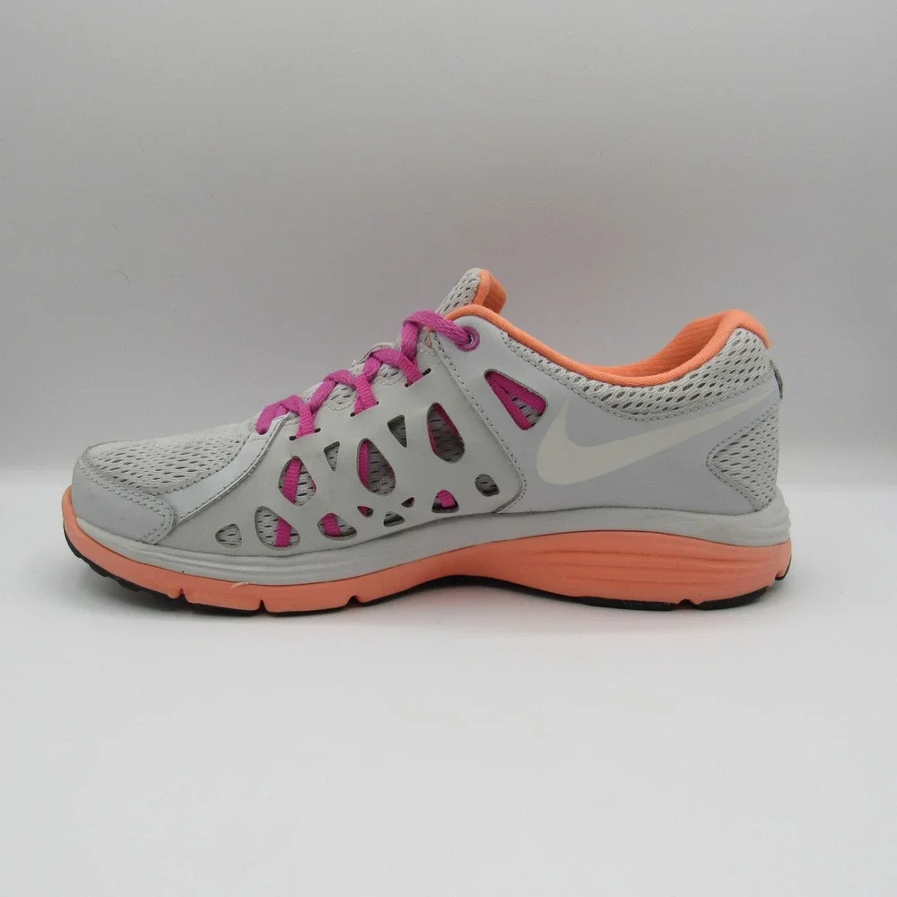 Nike Dual Fusion ST 2 Running Shoes Womens 9.5 Grey Pink Peach  599564-003